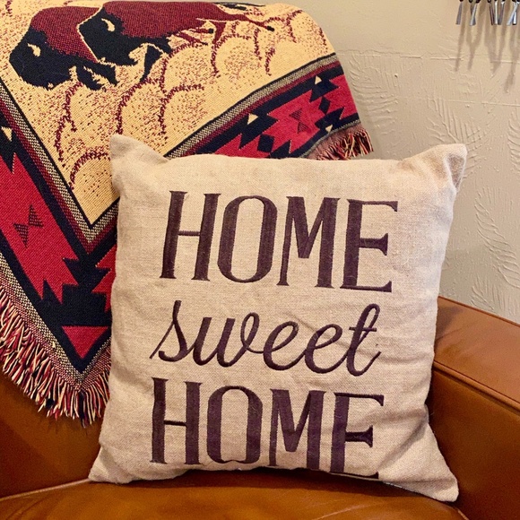 Stratford Home Other - Rustic Farmhouse Home Sweet Home Pillow Burlap Emb